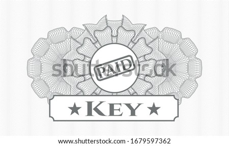 Grey linear rosette with paid icon and Key text inside