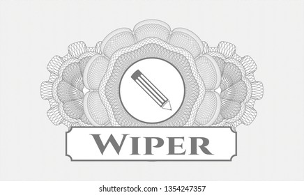 Grey linear rosette with pencil icon and Wiper text inside