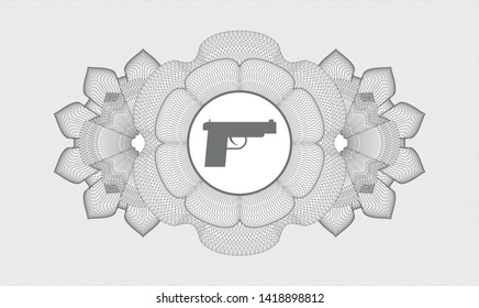 Grey linear rosette with pistol icon inside