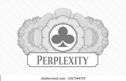 Grey linear rosette with poker clover icon and Perplexity text inside