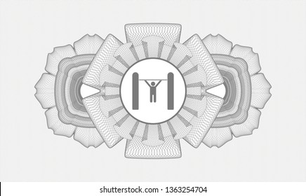 Grey linear rosette with pull up icon inside