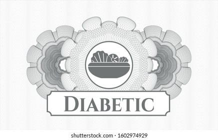 Grey linear rosette with salad icon and Diabetic text inside