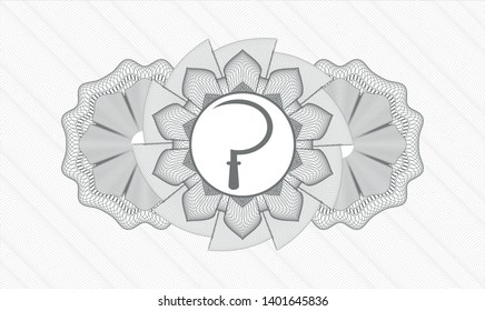 Grey linear rosette with sickle icon inside