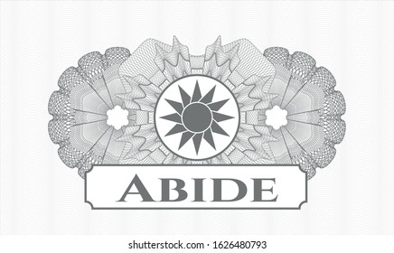 Grey linear rosette with sun icon and Abide text inside