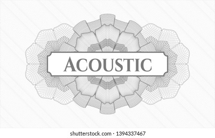 Grey linear rosette with text Acoustic inside