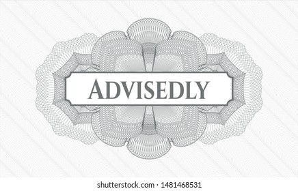 Grey linear rosette with text Advisedly inside