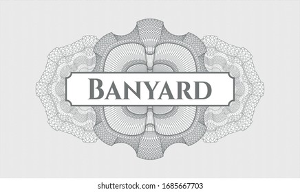 Grey linear rosette with text Banyard inside