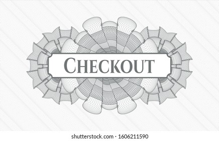 Grey linear rosette with text Checkout inside