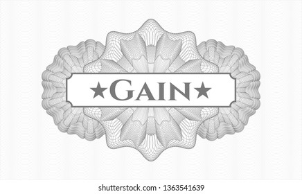 Grey linear rosette with text Gain inside