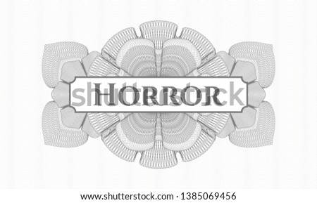 Grey linear rosette with text Horror inside