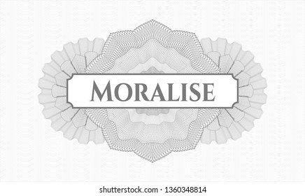 Grey linear rosette with text Moralise inside
