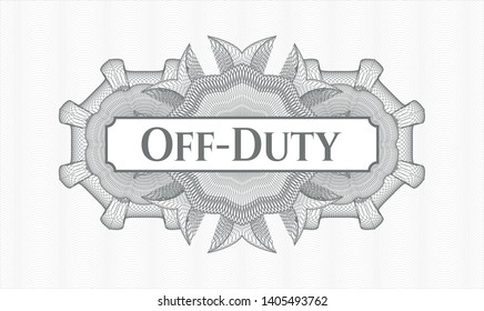 Grey linear rosette with text Off-Duty inside
