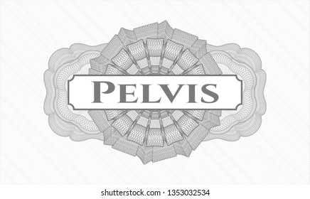 Grey linear rosette with text Pelvis inside