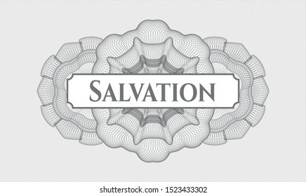 Grey linear rosette with text Salvation inside