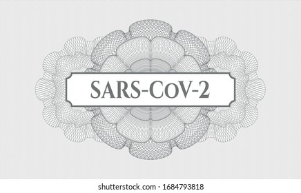 Rosette lineal gris con texto SARS-CoV-2 dentro