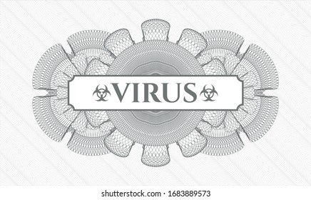 Grey linear rosette with text Virus inside