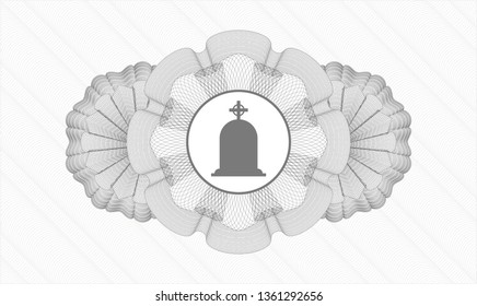 Grey linear rosette with tombstone icon inside