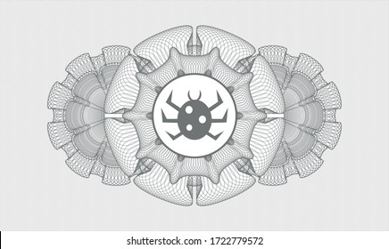 Grey linear rosette. Vector Illustration. Detailed with bug icon inside