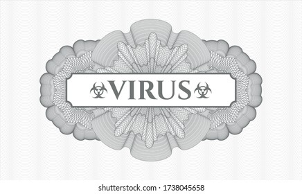 Grey linear rosette. Vector Illustration. Detailed with text Virus inside