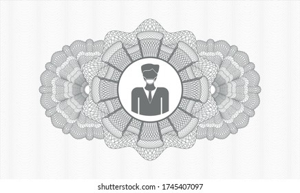 Rosette lineal gris. Ilustración vectorial. Detallado con un hombre con un icono de máscara de cara dentro