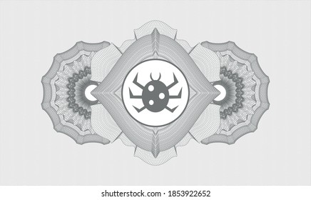 Grey linear rosette. Vector Illustration. Detailed with bug icon inside