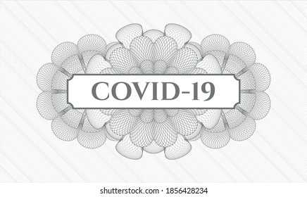 Grey linear rosette. Vector Illustration. Detailed with text COVID-19 inside