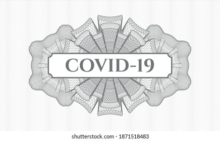 Grey linear rosette. Vector Illustration. Detailed with text COVID-19 inside