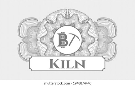 Grey Linear Rosette. Vector Illustration. Detailed With Bitcoin Mining Icon And Kiln Text Inside