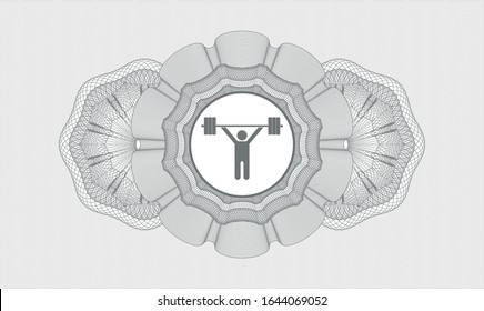 Grey linear rosette with weightlifting icon inside