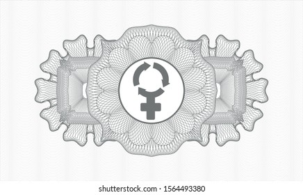 Grey linear rosette with women cycle icon inside