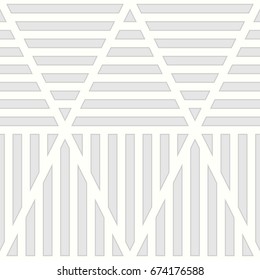 Grey lines on white background. Seamless surface pattern design with linear ornament. Strokes wallpaper. Hash stroke motif. Digital paper with stripes for textile print. Striped vector. Dashed image.