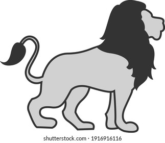 Grey lion, illustration, vector on white background.