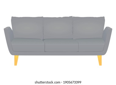 Grey living room sofa. vector illustration
