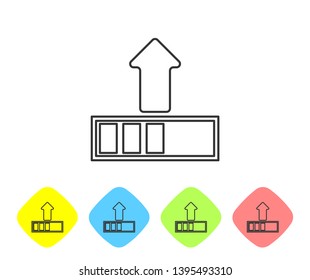 Grey Loading line icon isolated on white background. Upload in progress. Progress bar icon. Set icon in color rhombus buttons. Vector Illustration