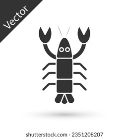 Grey Lobster icon isolated on white background.  Vector