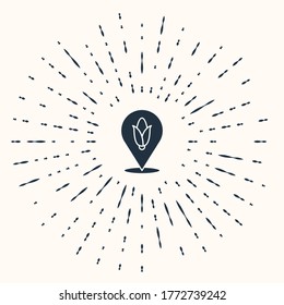 Grey Location corn icon isolated on beige background. Abstract circle random dots. Vector