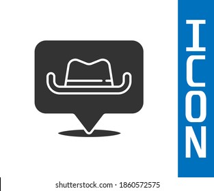 Icono del vaquero de ubicación gris aislado en fondo blanco.  Vector