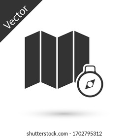 Grey Location of the forest on a map icon isolated on white background. Vector Illustration