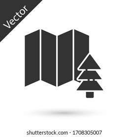 Graue Lage des Waldes auf einer Karte Symbol einzeln auf weißem Hintergrund. Vektorillustration-Illustration