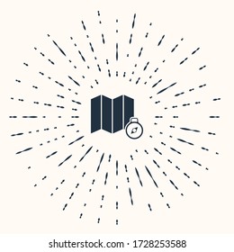 Ubicación gris del bosque en un icono de mapa aislado en un fondo beige. Resumen de puntos aleatorios de círculo. Ilustración vectorial