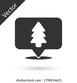 Grey Location of the forest on a map icon isolated on white background. Vector Illustration