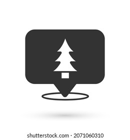 Grey Location of the forest on a map icon isolated on white background.  Vector