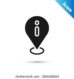 Grey Location with information icon isolated on white background.  Vector