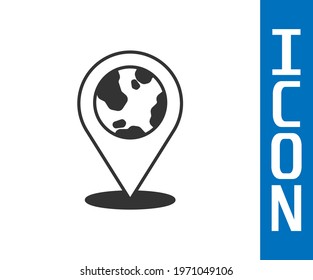 Grey Location on the globe icon isolated on white background. World or Earth sign.  Vector