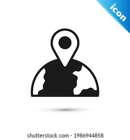 Grey Location on the globe icon isolated on white background. World or Earth sign.  Vector