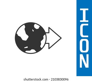Grey Location on the globe icon isolated on white background. World or Earth sign.  Vector