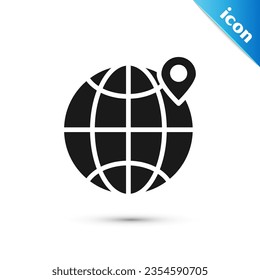 Grey Location on the globe icon isolated on white background. World or Earth sign.  Vector Illustration