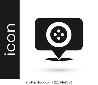 Grey Location tailor shop icon isolated on white background.  Vector Illustration