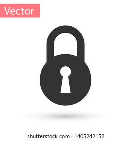 Grey Lock icon isolated on white background. Padlock sign. Security, safety, protection, privacy concept. Vector Illustration