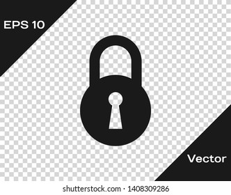 Grey Lock icon isolated on transparent background. Padlock sign. Security, safety, protection, privacy concept. Vector Illustration